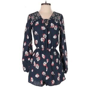 ABERCROMBIE & FITCH Womens Romper Navy blue with flower pattern  XS Cottagecore